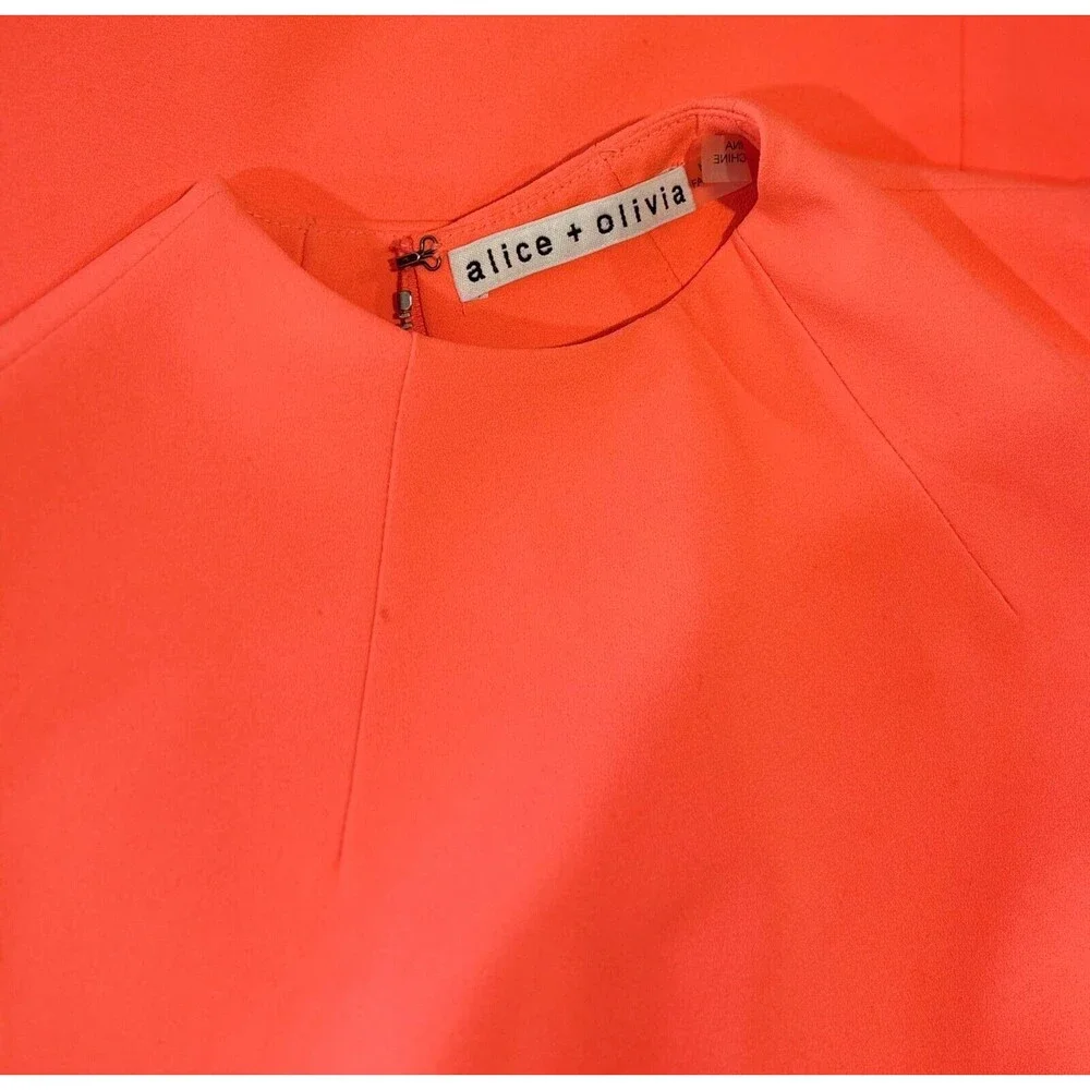 Alice Olivia Womens Dress Neon Coley Shift Crewneck Mini A Line Zip Back Size 2 - Picture 10 of 11